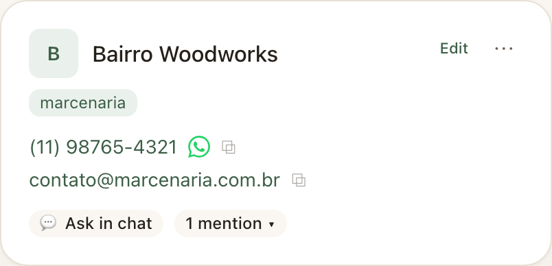 CleverNote people view with notes, facts, and financial context connected to one person